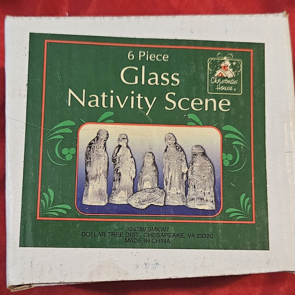 CHRISTMAS HOUSE 6-Piece Clear Glass Nativity Set - NEW in Box